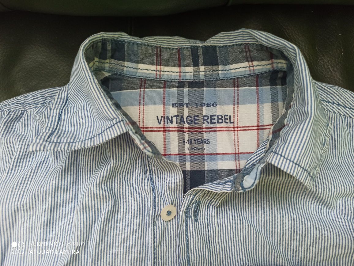 Koszula Rebel 140 dla chłopca jasno niebieska w paseczki bdb 9 10 lat