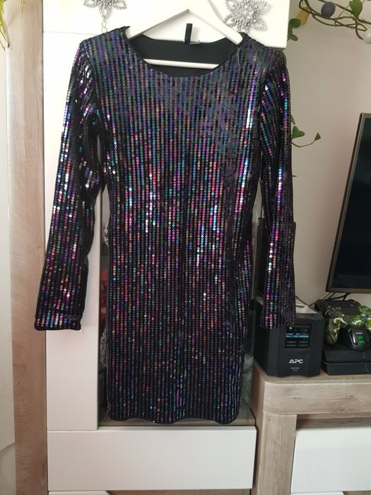 Sukienka cekiny hm h&m 38 sylwester karnawał ostatki andrzejki