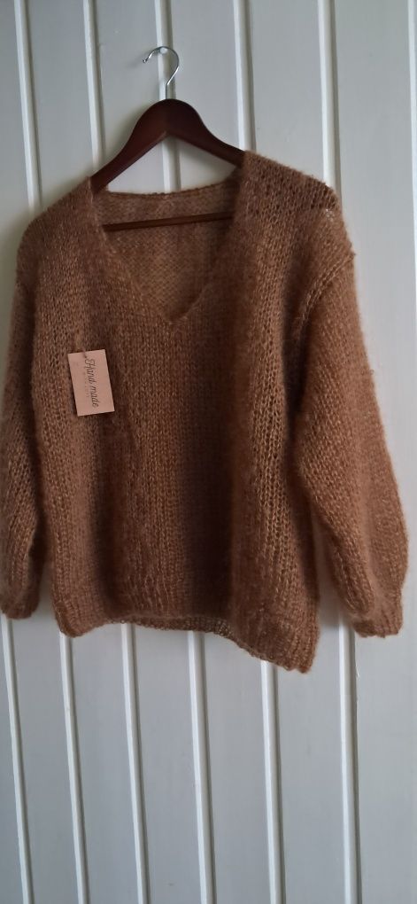 Sweter mgiełka moher z jedwabiem Handmade.
