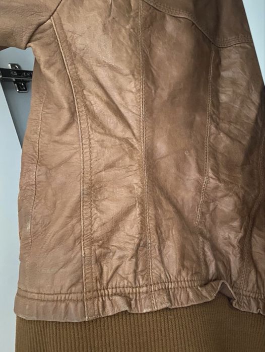 Kurtka jesienna brązowa, Skóra naturalna, pilotka, Stradivarius, XS