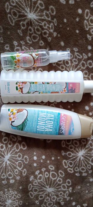 Aloha Manoi Avon płyn do kąpieli 500 ml, żel pod prysz 500 ml, spray