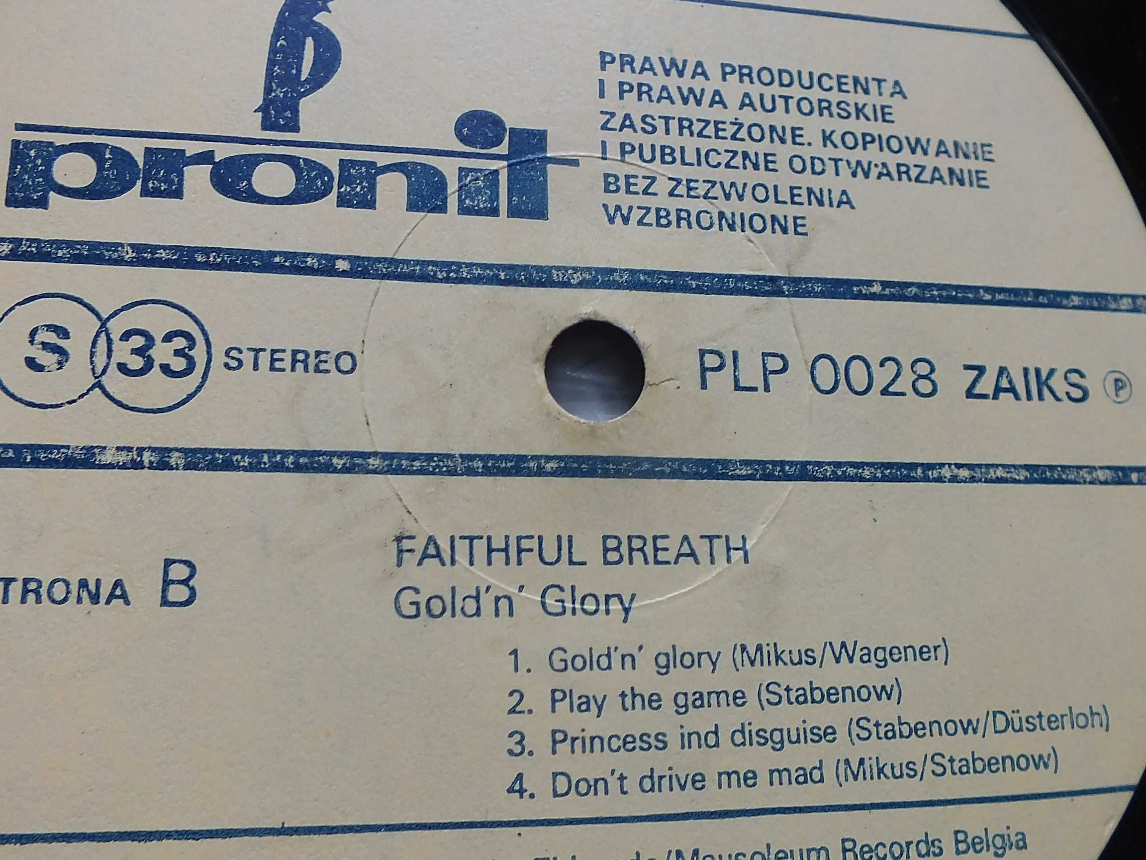 Płyta winylowa LP, FAITHFUL BREATH - GOLD'N'GLORY 1984r. winyl METAL