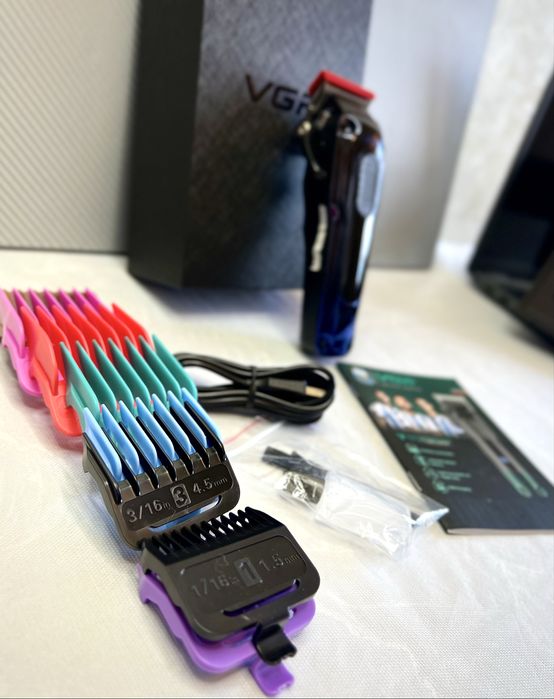 Машинка для стрижки VGR V-013 | 2000 mAh, LED, 8 насадок