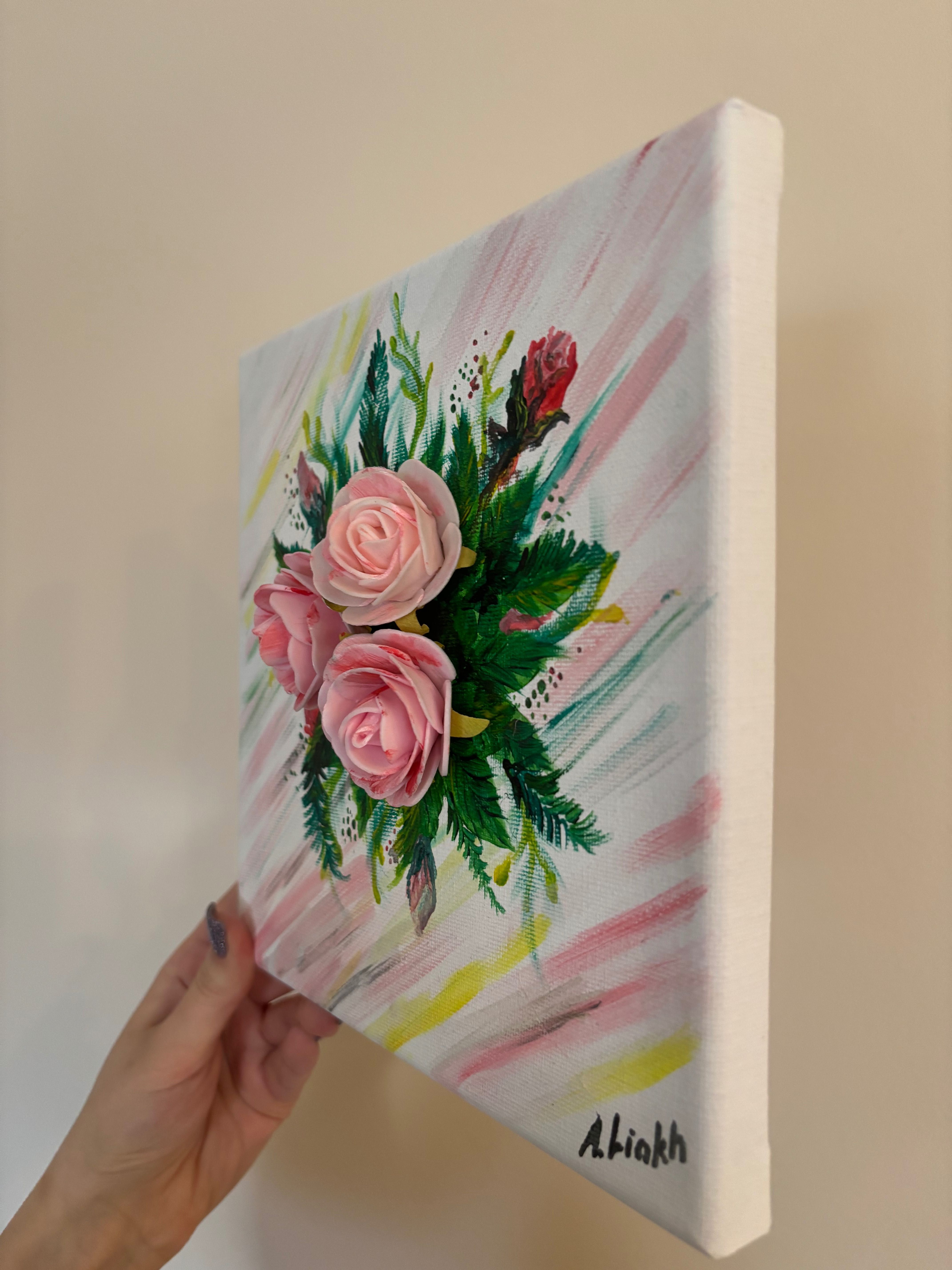 Obraz z 3d kwiatami  20*20 cm