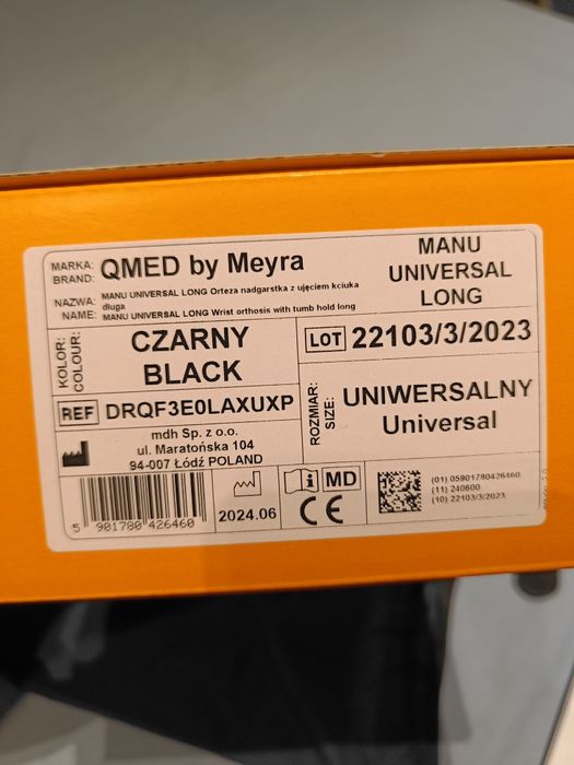 Orteza ręki kciuka długa Qmed by Meyra - jak nowa.