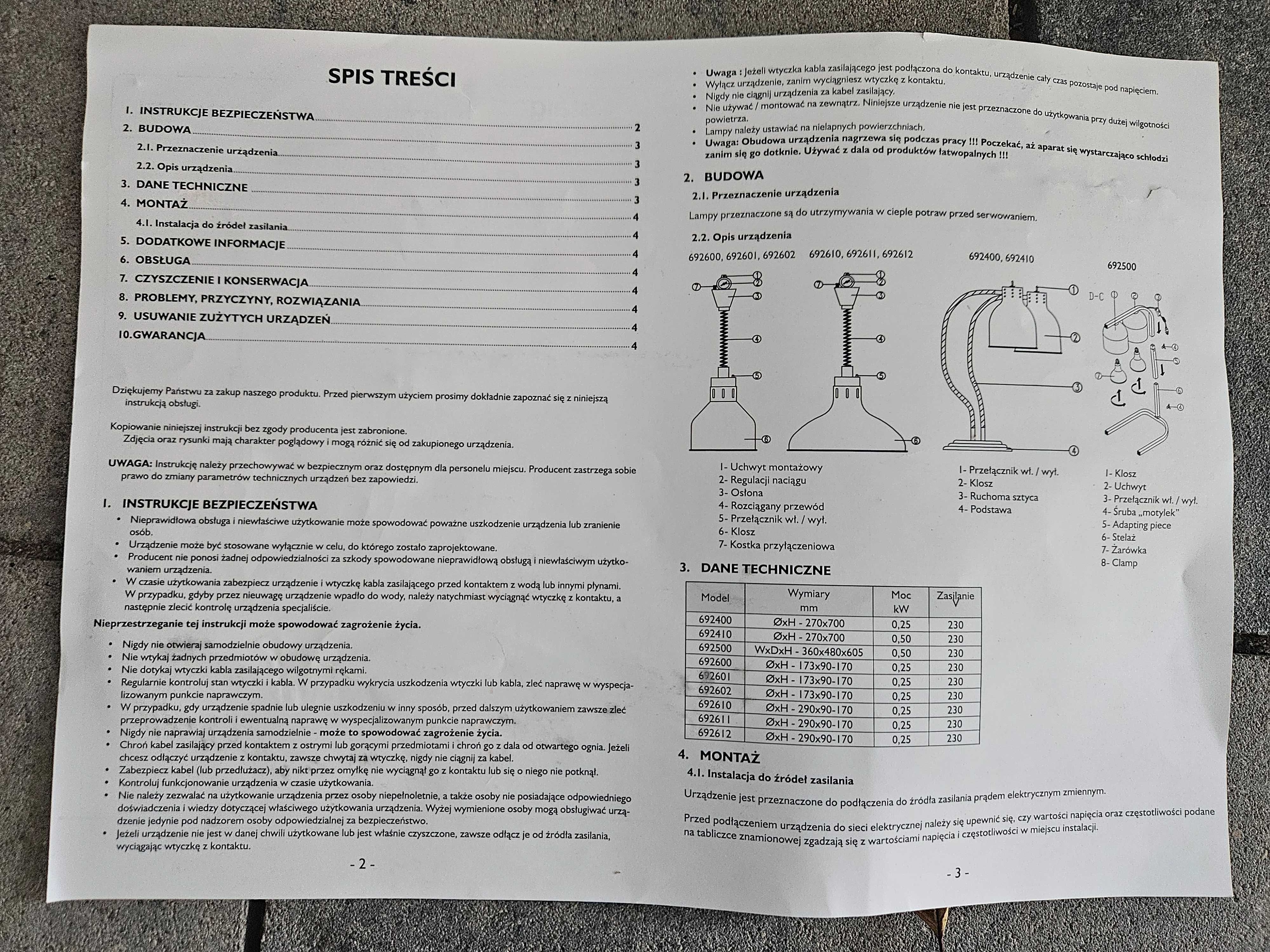 Stalgast Lampa grzewcza do potraw wisząca (692610) NOWA żarowka gratis