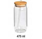 Szklanka z pokrywką bambusową, pojemnik 475 ML NOWY