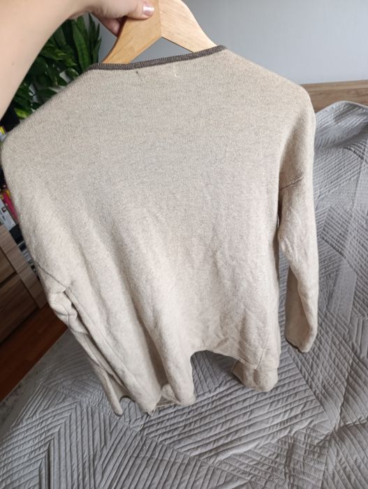 Wełniamy sweter kardigan beż M