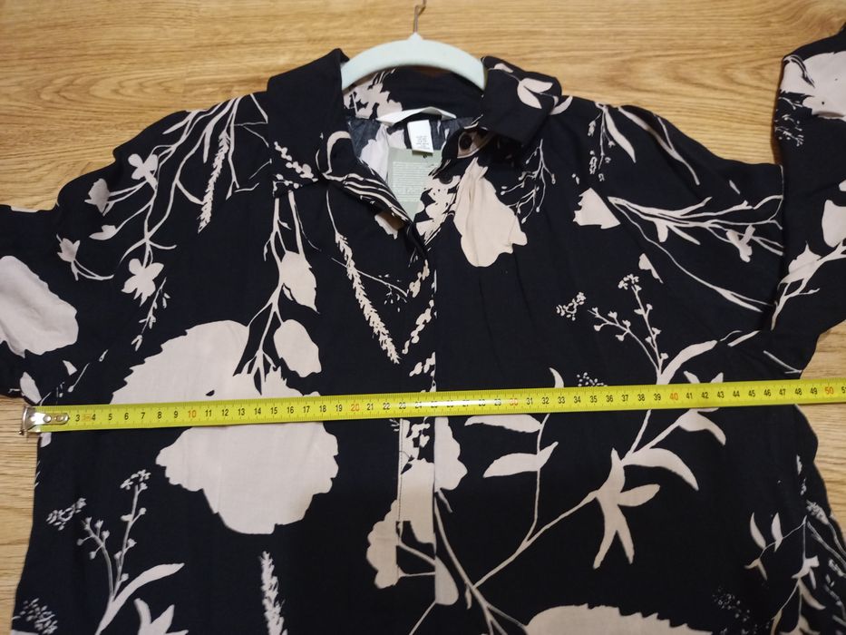 Szmizjerka sukienka długa jesień w kwiaty koszulowa midi maksi H&M S