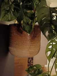 Donica Doniczka ceramiczna 2szt naścienna miodowo-beżowa