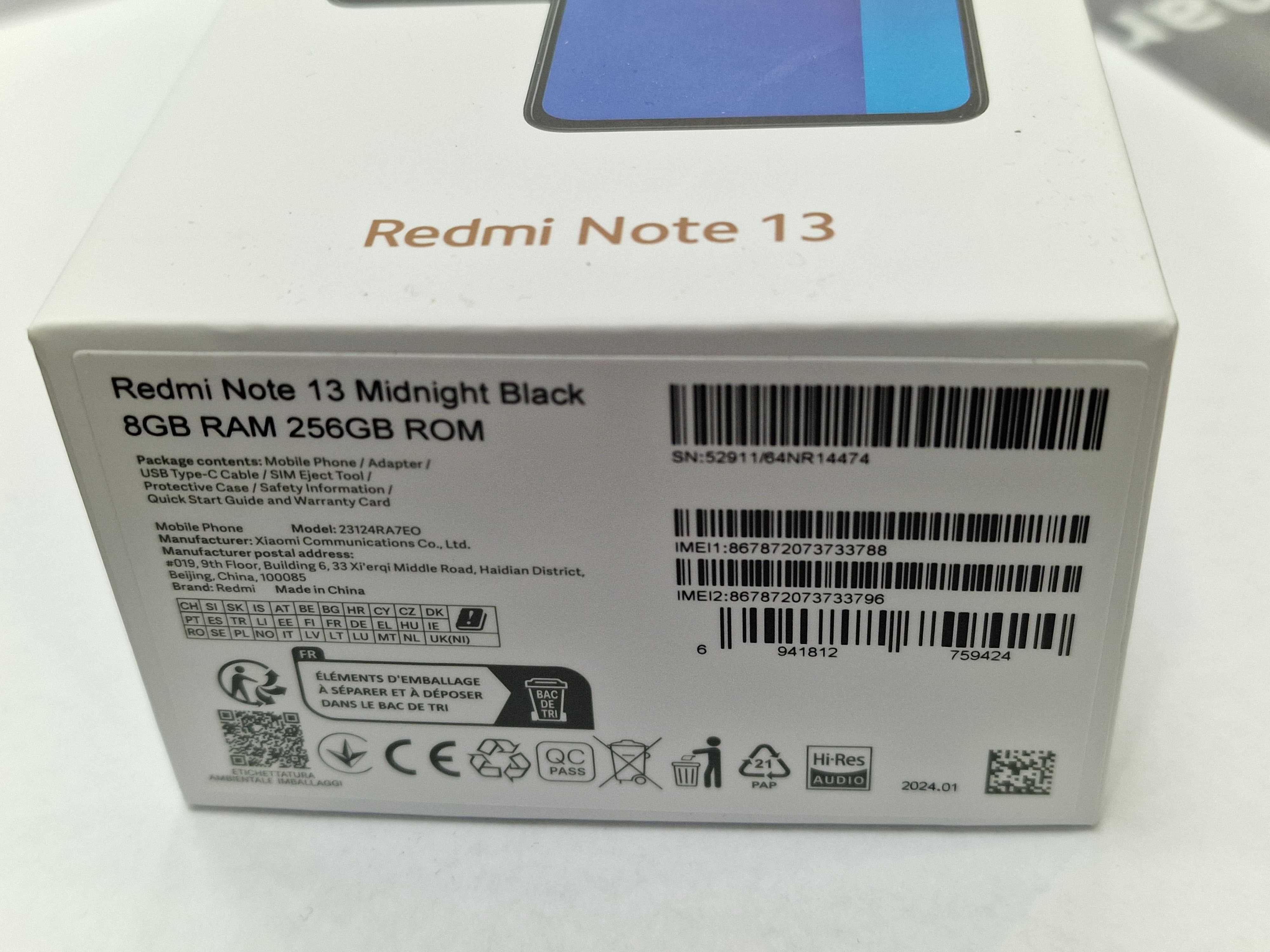 Xiaomi Redmi Note 13 Dual SIM/ 8GB/ 256GB/ Midnight Black/ bez rat
