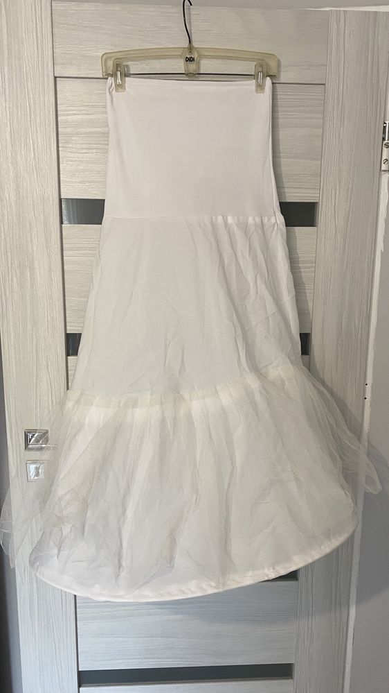 Biała suknia ślubna szyfonowa z wiązaniem + bolerko gratis
