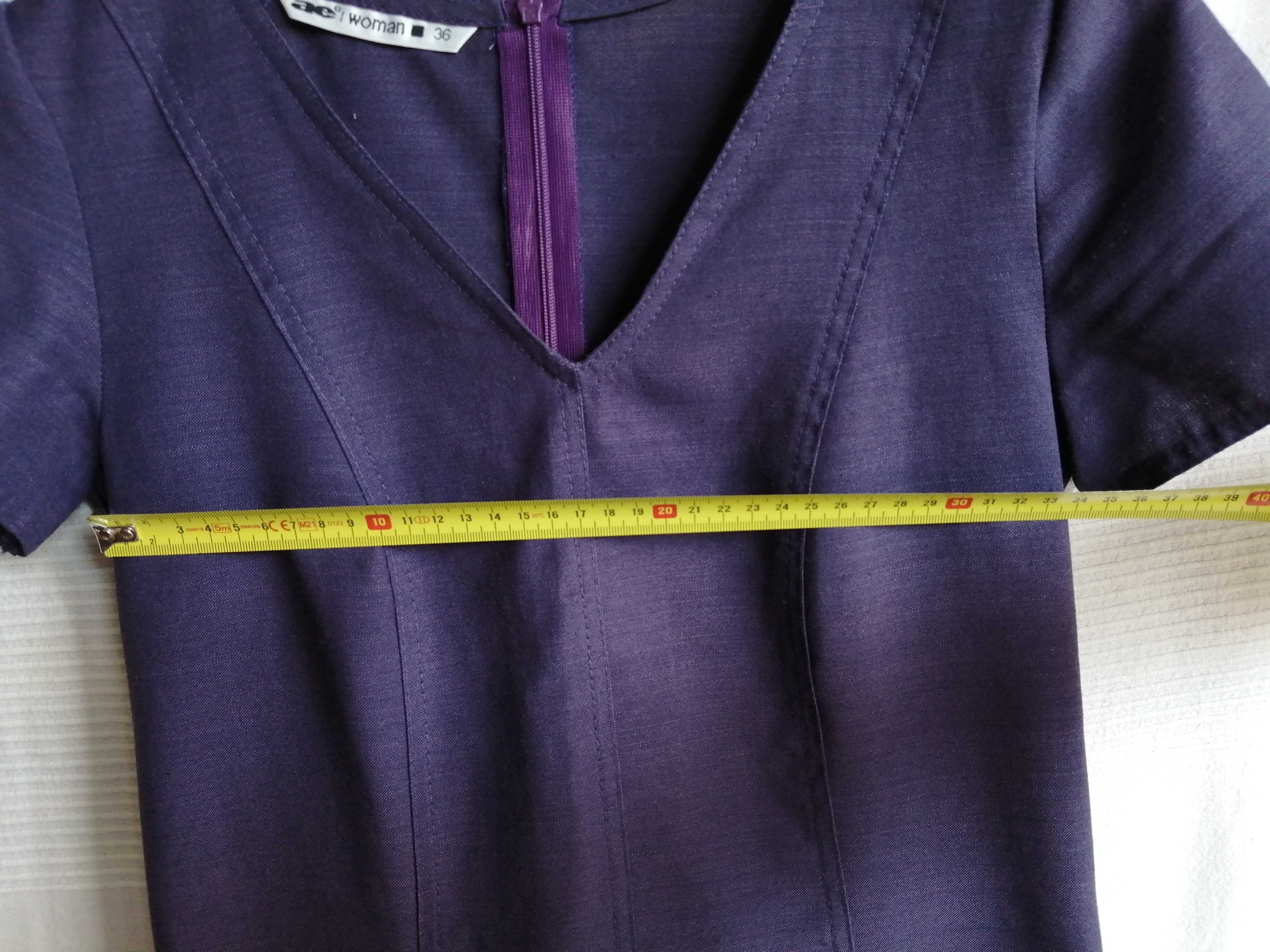 AE Woman Sukienka maxi bawełna krótki rękaw kieszenie fiolet S 36 8