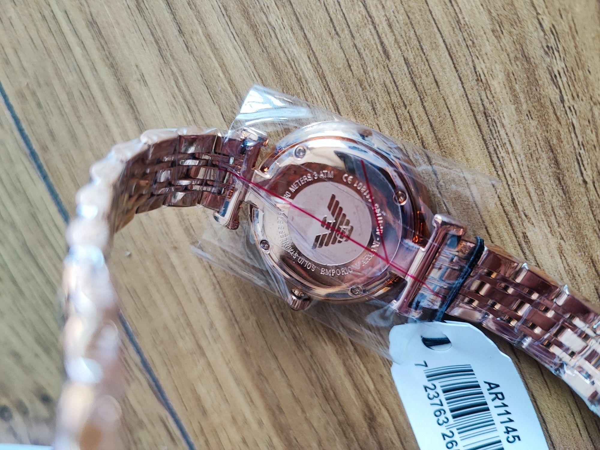 Damski nowy zegarek Emporio Armani AR11145 różowozłoty