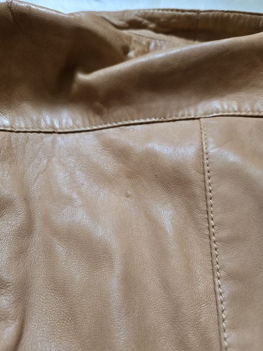 Kurtka ramoneska S Stradivarius camel skóra 100%