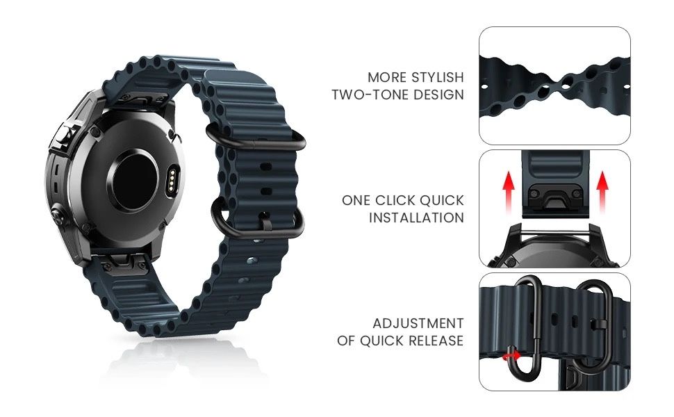 Ремінець Ocean strap для Garmin Fenix Tactix і ін 22 26mm силіконовий