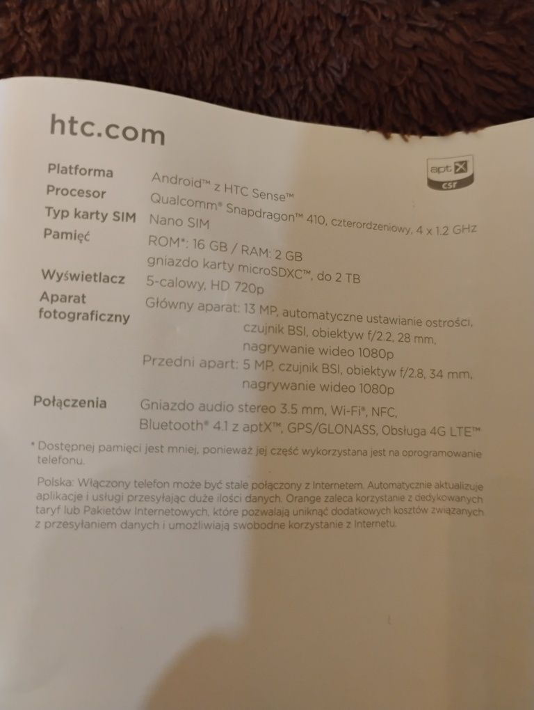 Smartfon HTC Desire 626 niebieski