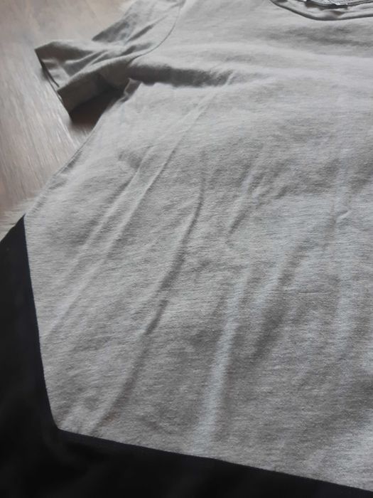 szary T-shirt koszulka z krótkim rękawem wykończona siateczką ZARA S