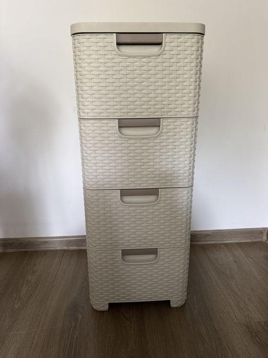 Regał komoda z szufladami  curver rattan style beżowy