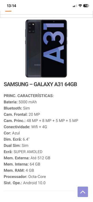 Samsung Galaxy A31 64gb