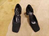 Czarne atłasowe buty Hogl na obcasie 7,5 cm, do tańca, rozmiar 37