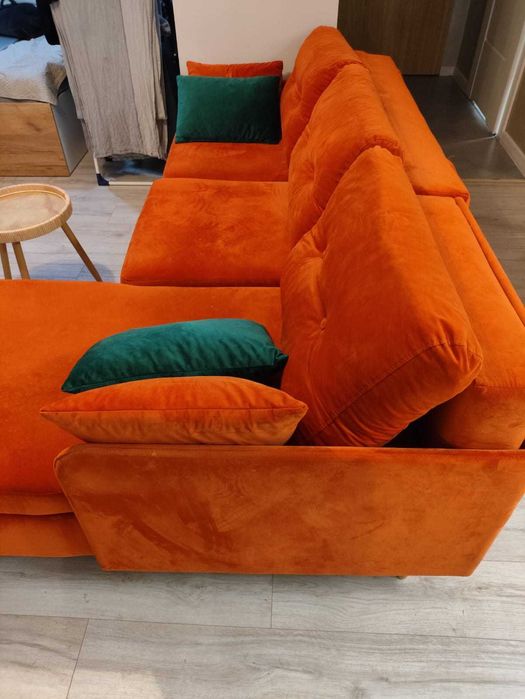 Narożnik - kanapa rozkładany pomarańczow - do NEGOCJACJI
