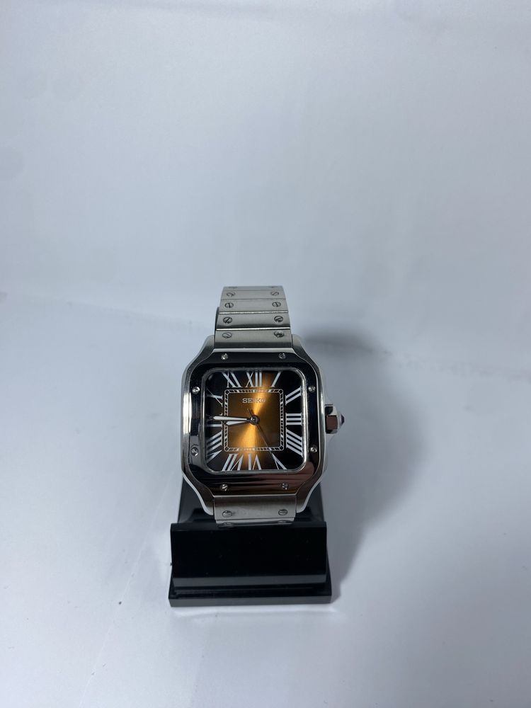 Zegarek automatyczny Seiko Mod santos cartier brazowo czarny nh35!!