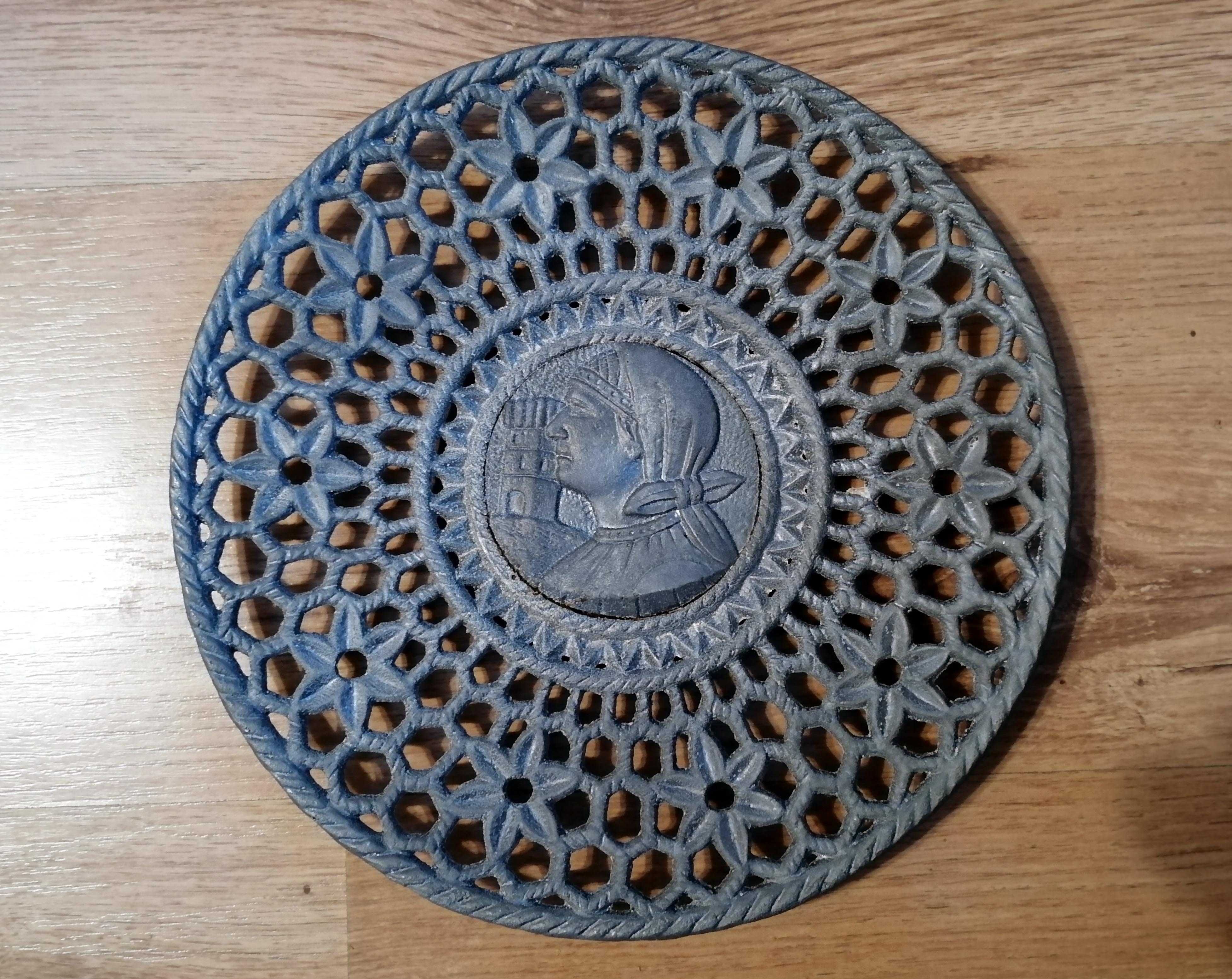 Patera talerz ażurowy 26,5 cm CELMA Cieszyn PRL aluminium Góralka