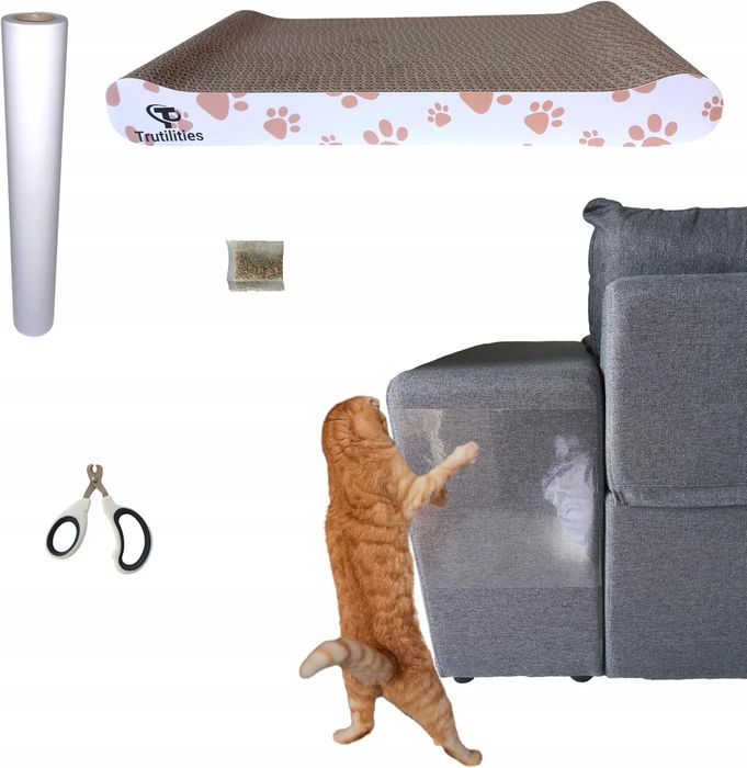 Drapak dla kota niski + obcinaczka + mata ochronna zastew CE do 60 cm