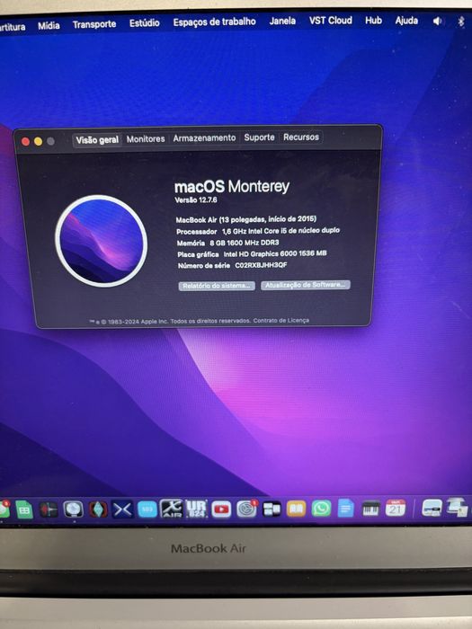 MacBook Air 13 8gb ram 256gb ssd início de 2015