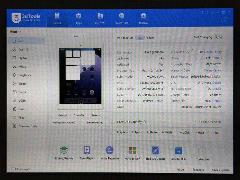 iPad mini 5 (A2124) - Cellular (LTE) - zbity - faktura VAT 23%