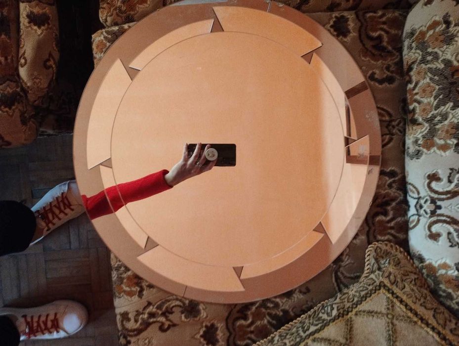 Lustro dekoracyjne okrągłe – fazowane, designerski wzór