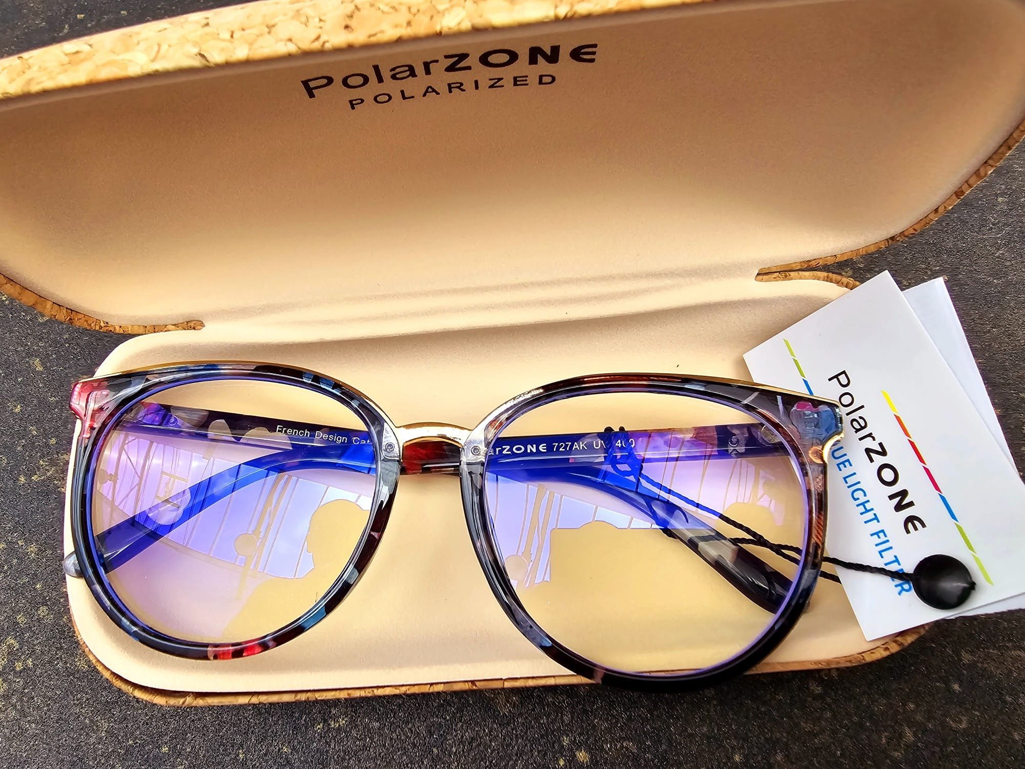 Nowe modne okulary zerówki damskie marki Polarzone Blue Light Filter