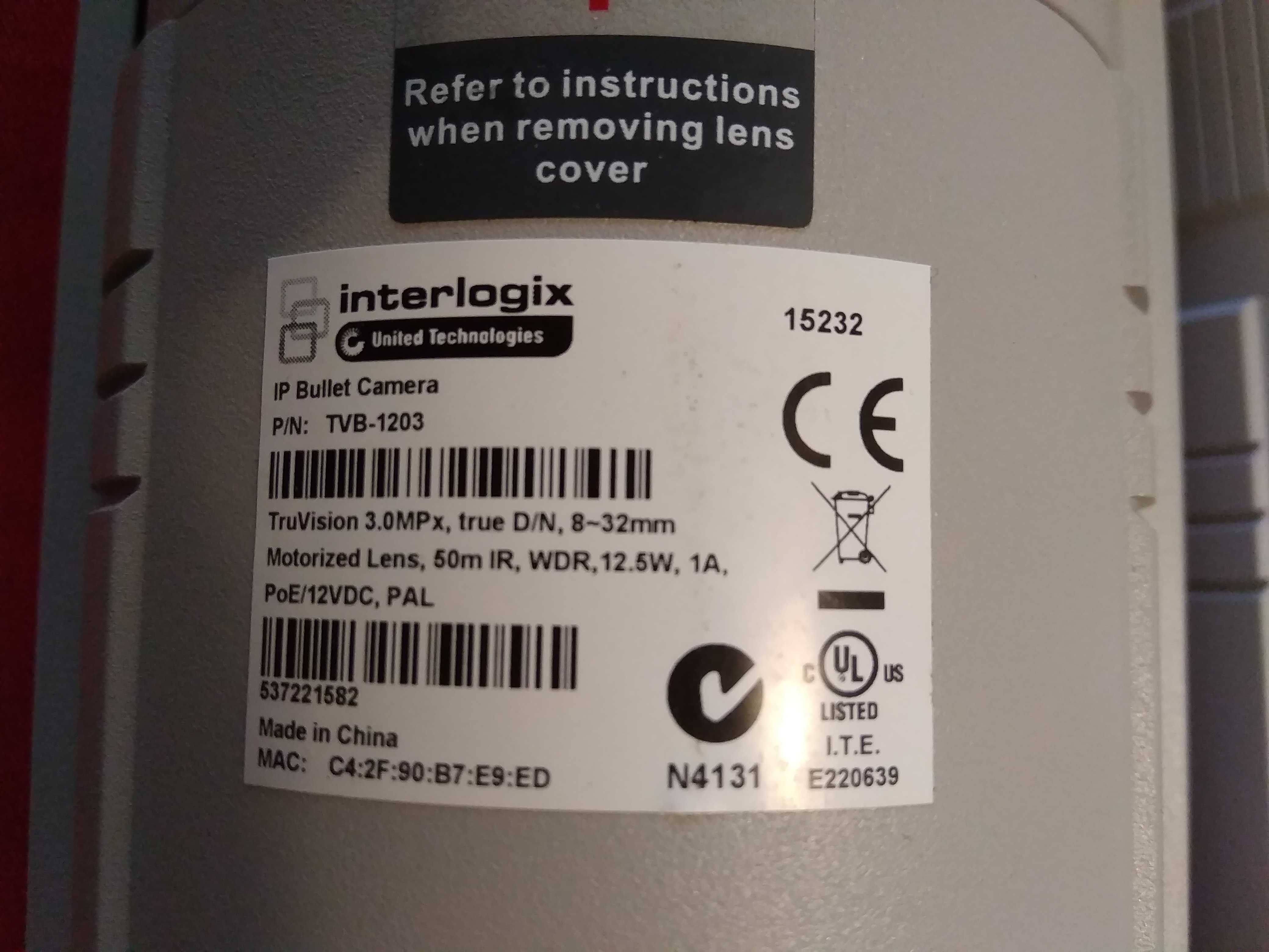Interlogix  TVB-1203 3.0MPX KAMERA  KULI IP, 8~32MM, 50M IR, PAL