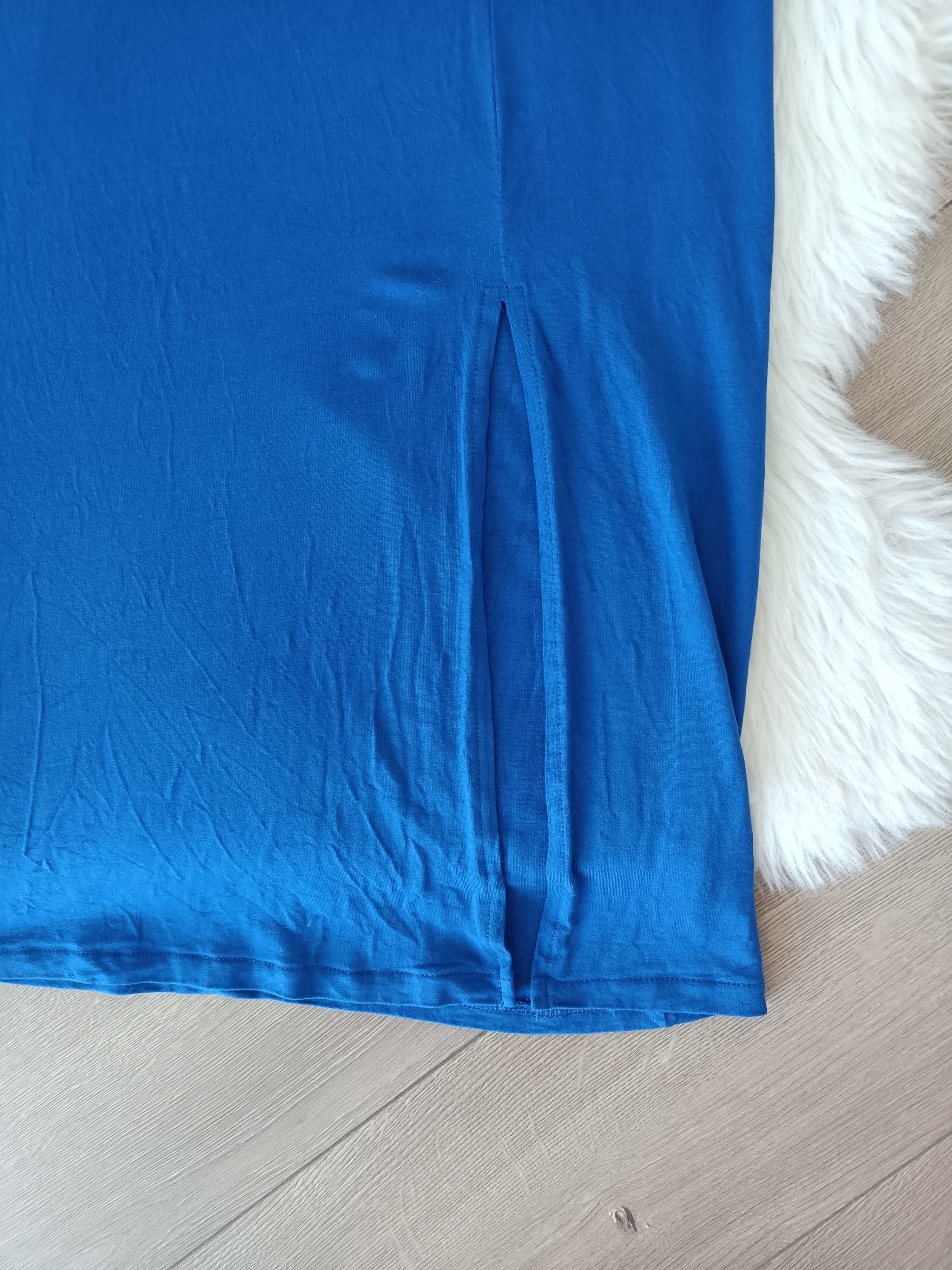 piękna chabrowa spódnica z rozcięciem L XL