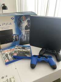 Playstation 4 Slim + 2 comandos + 5 jogos