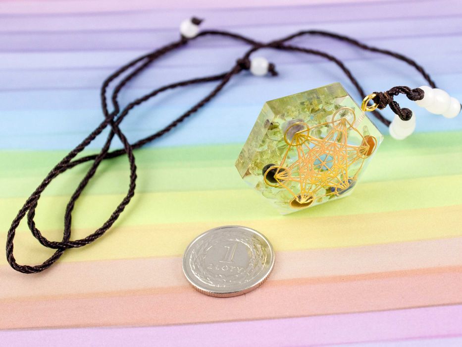 Piękny Naszyjnik Turmalin Obsydian Oko Tygrysie Sześcian Metatrona