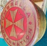 Umbrella corporation drewniane pudełko okrągłe drewno egzotyczne 17 cm