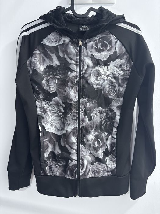 Adidas bluza rozpinana z kapturem damska sportowa vintage róże 36 S