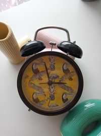Budzik zegar stojący tukany tropikalny czarno-żółty