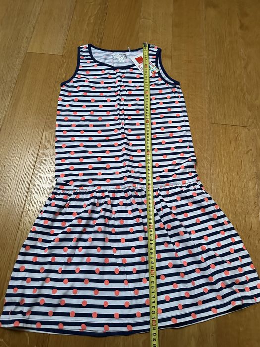 Sukienka r. 158 paski kropki pomaranczowy granat