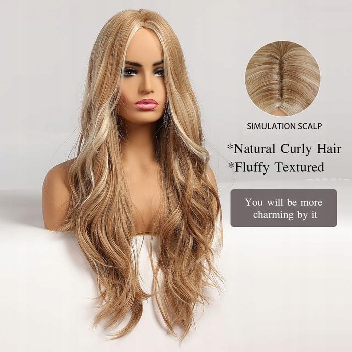 Peruka długie włosy syntetyczne blond