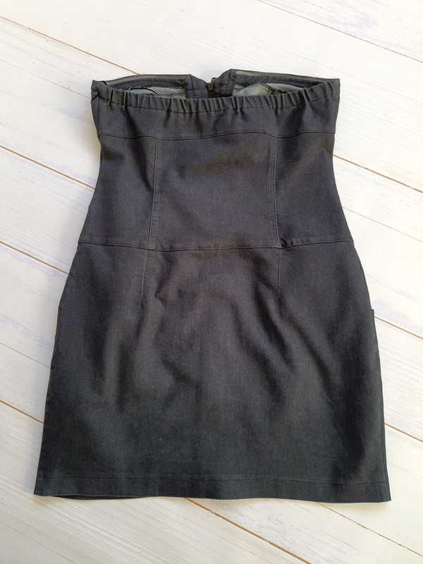 Sukienka jeansowa mini bez ramion gorsetowa