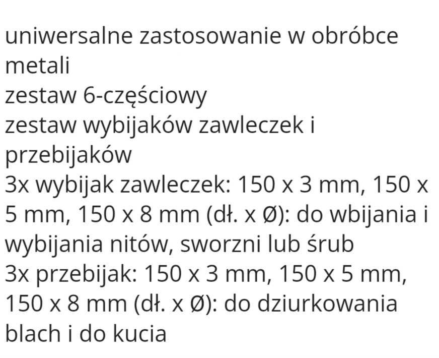 Parkside Zestaw Dłut i Wybijaków