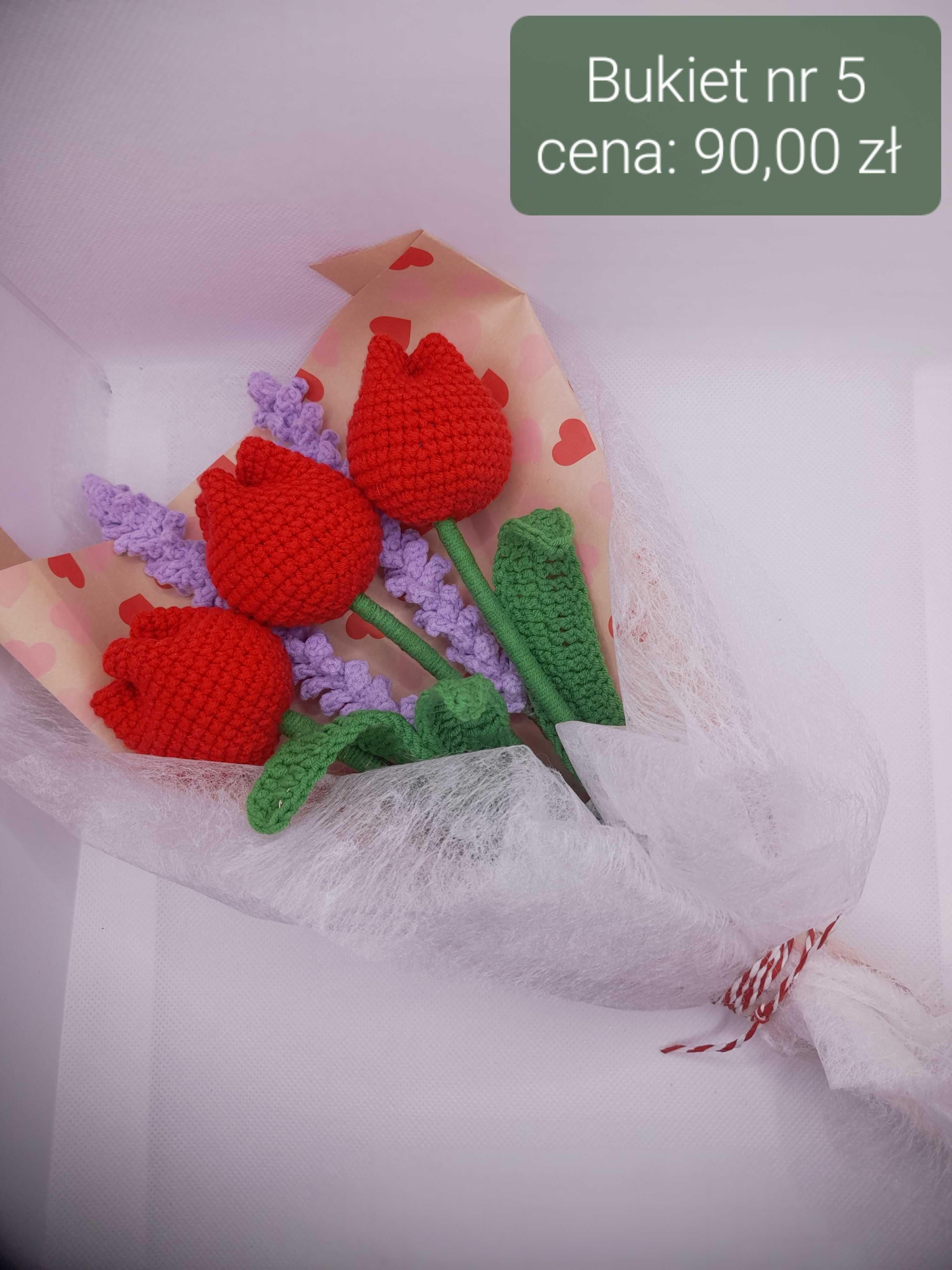 Bukiet kwiatowy wykonany na szydełku - idealny na prezent