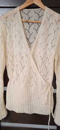 Кофта жіноча шерстяна мереживна, туніка светр свитер в'язаний жіночий