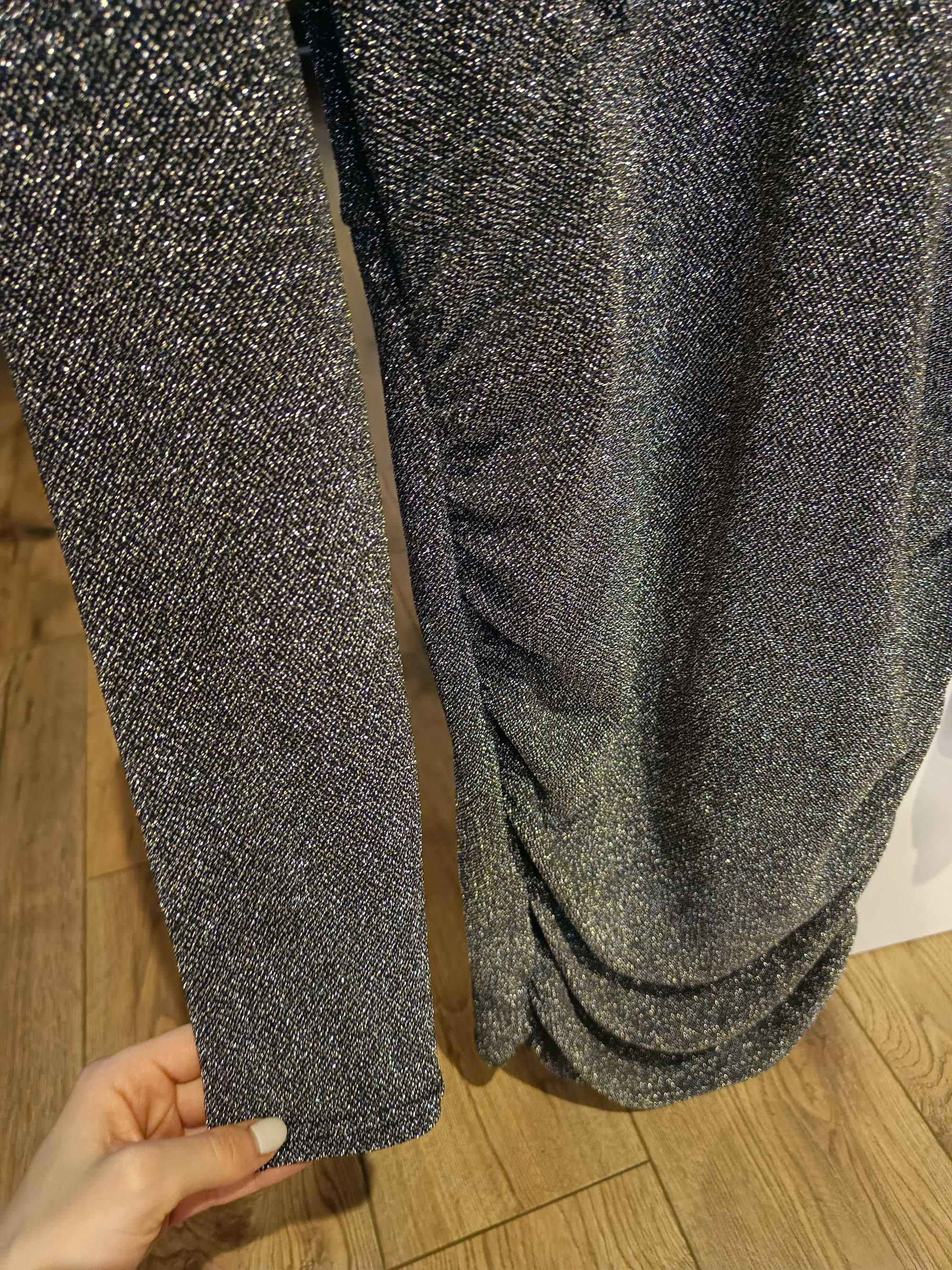 Sukienka mini srebrna szara H&M S 36 Boże Narodzenie Sylwester