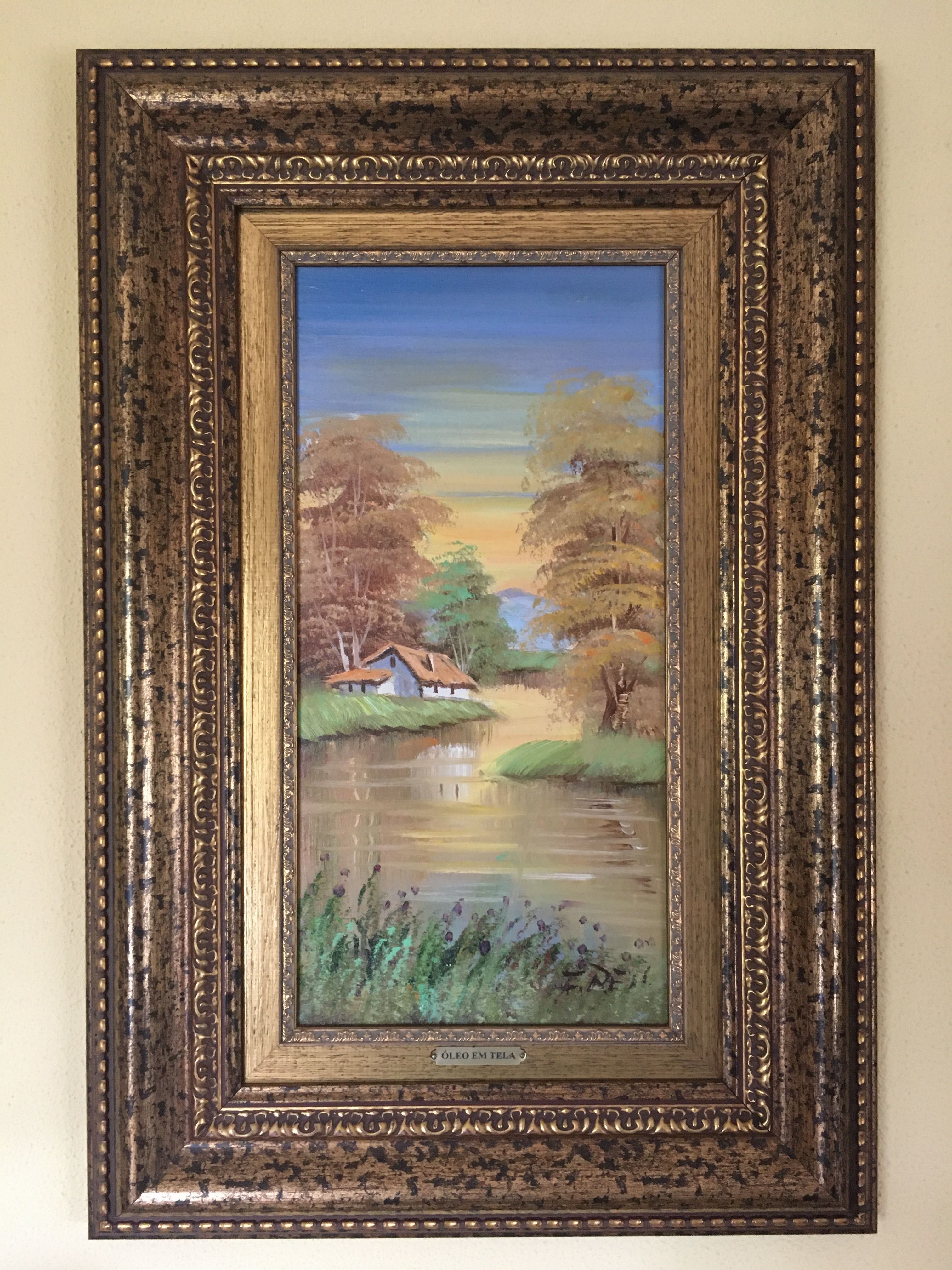 Quadro pintado a oleo campestre