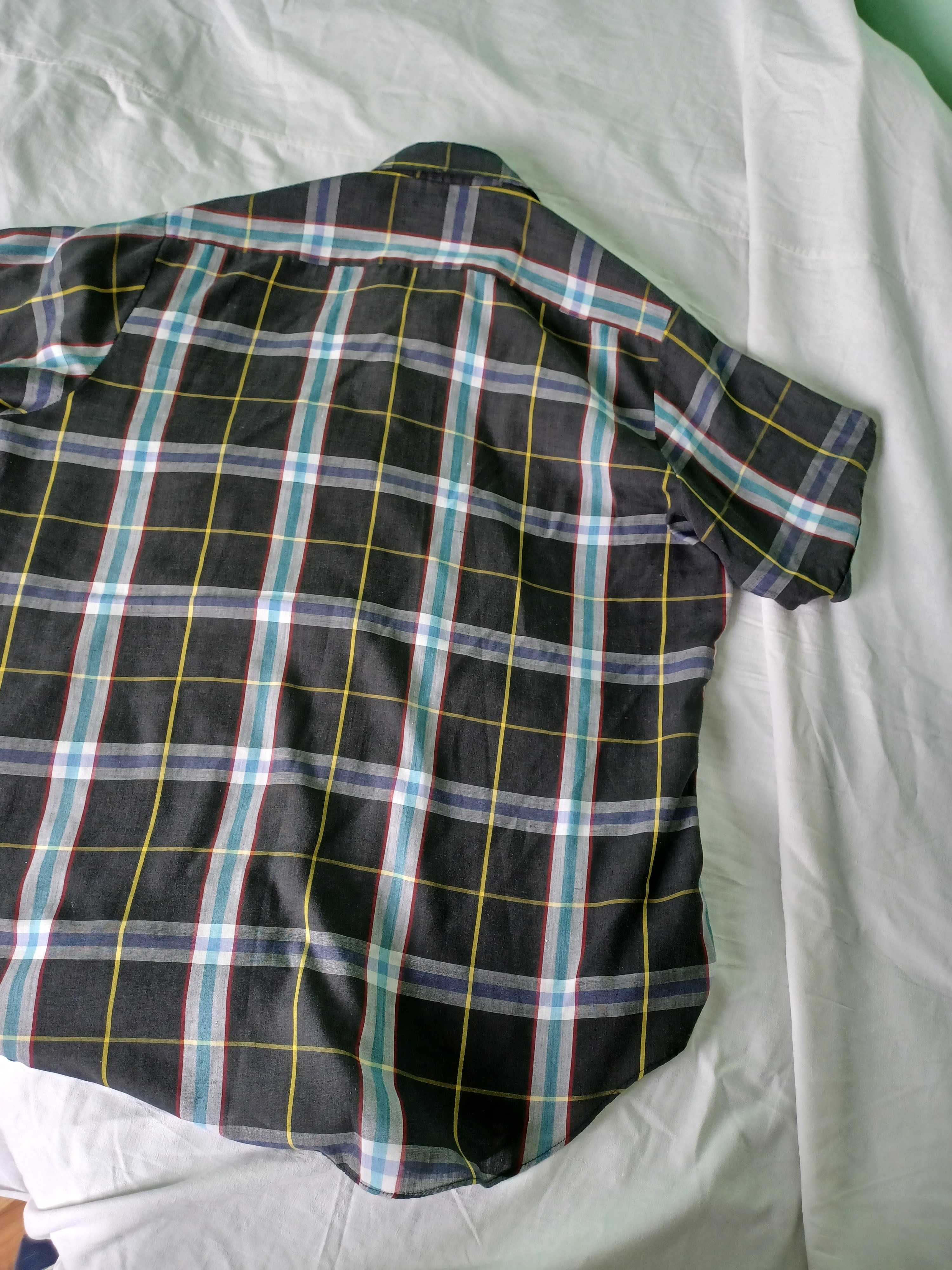 Koszula jasno-czarna z niebieskim marki B.D.F. rozmiar L/XL.