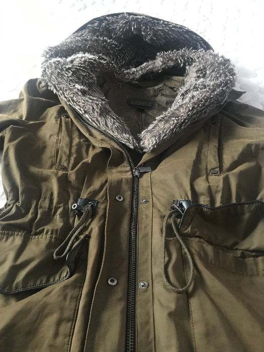 Mango Kurtka Parka ocieplana kaptur khaki R.XS/S